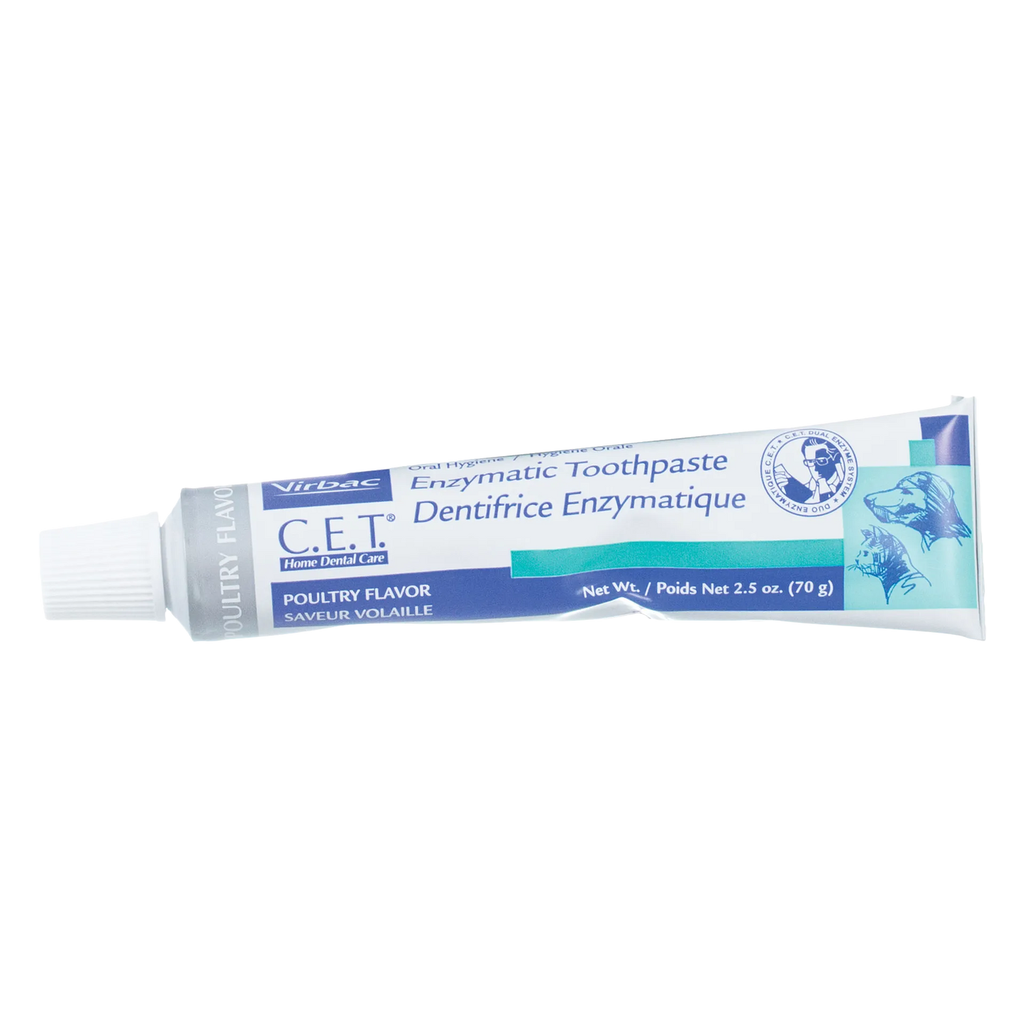 C.E.T.® Enzymatic Toothpaste,"Toothpaste tube with white cap and blue label"