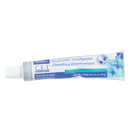 C.E.T.® Enzymatic Toothpaste,"Toothpaste tube with white cap and blue label"