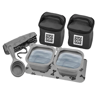Mobile Dog Gear Dine Away® Food Set,"Two collapsible bowls with carrying cases and placemat"