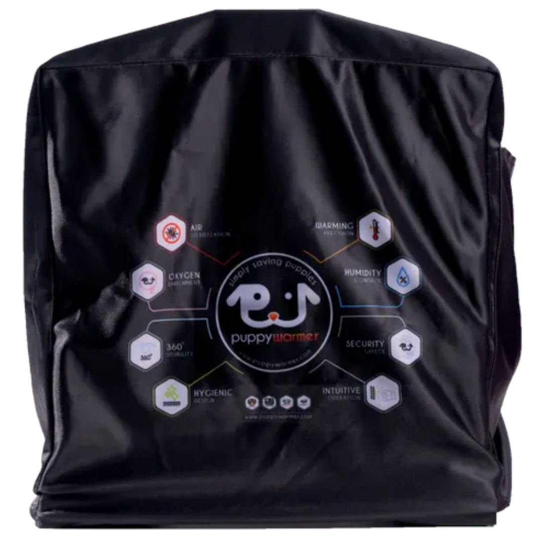 Puppywarmer Cover,"Black fitted cover with front printed graphic"