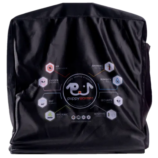 Puppywarmer Cover,"Black fitted cover with front printed graphic"
