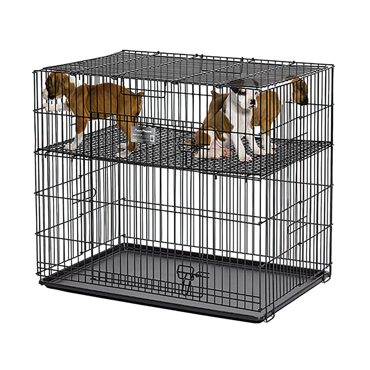 Midwest® Puppy Playpen,"Black wire playpen with elevated mesh floor and bottom tray"