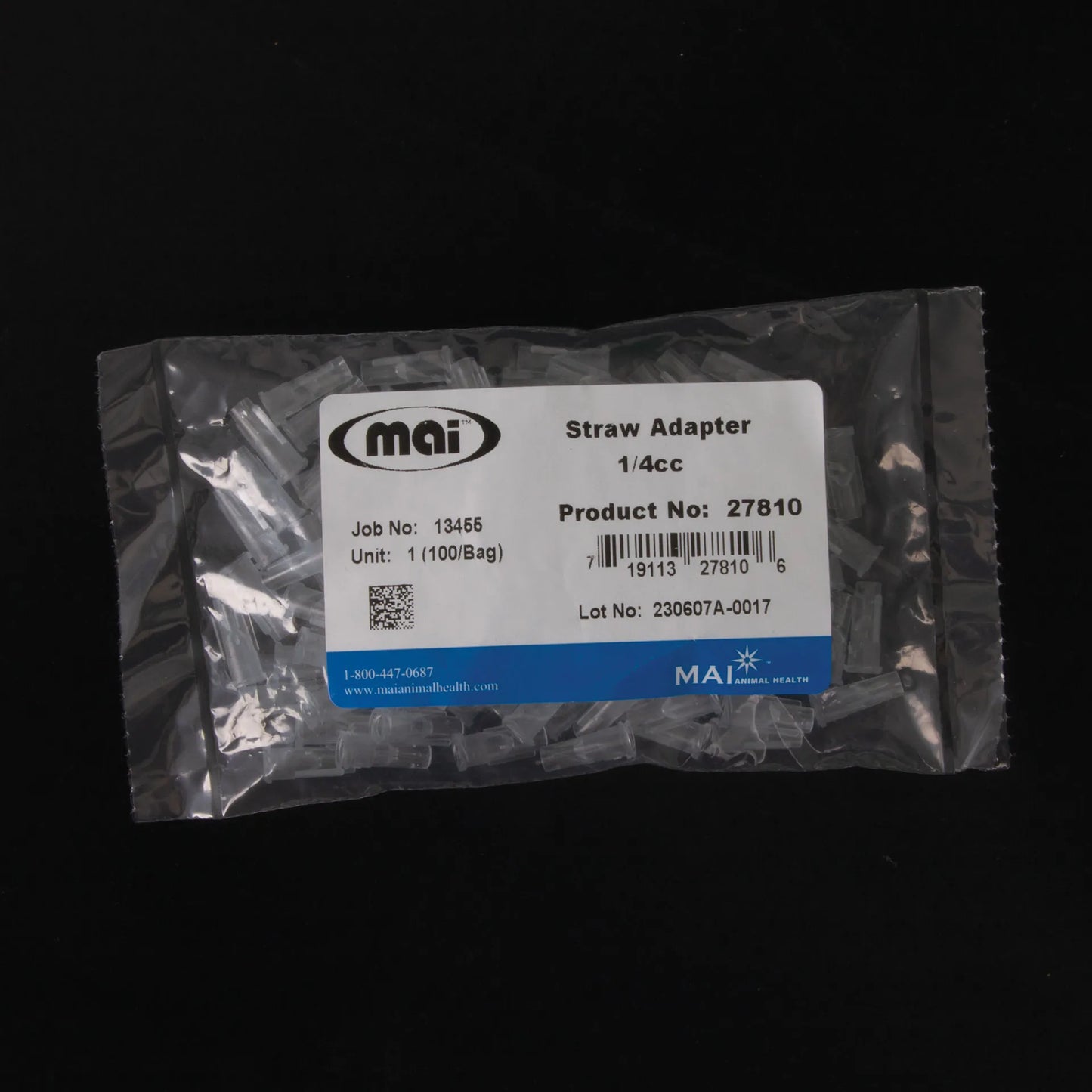 Syringe Cannulas,"Clear plastic adapters in labeled bag"