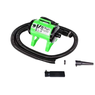 K-9 Fluffer Dog Dryer & Dog Fluffer,"Green dog dryer with flexible hose and two nozzle attachments"