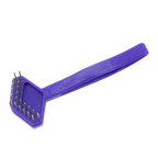 Aaronco V-Rake Dematter,"Purple handled rake brush with metal pins"