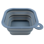 Replacement Collapsible Dog Bowls,"Blue square collapsible pet bowl with paw-shaped handle"