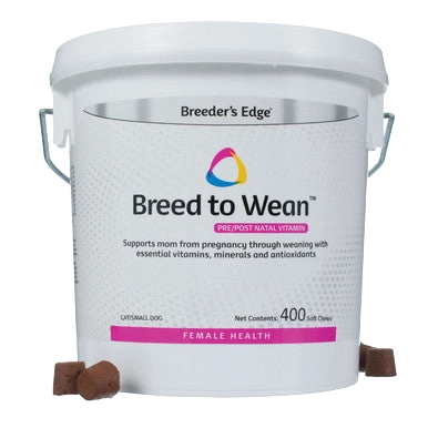 Breeder's Edge® Breed To Wean™,"White supplement bucket with lid and side handles"