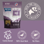 Trail Snacks: Freeze-Dried Raw Dog Treats,"Purple treat pouch with front window showing cube-shaped treats"