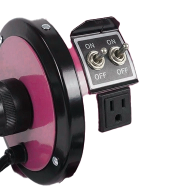 K-9 I Dog Dryer,"Close-up of dual toggle switches and outlet on dryer housing"