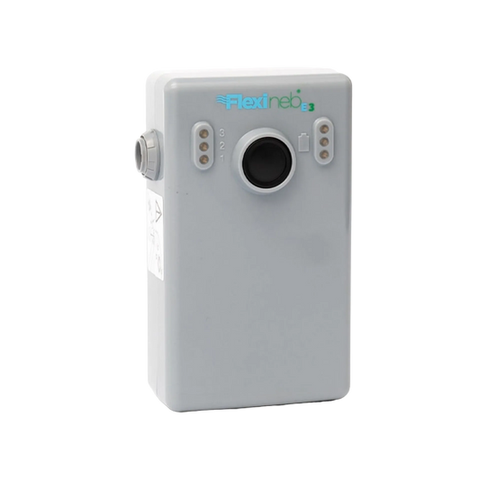 Flexineb® E3 Controller Kit and Battery Connector Cable,"Gray controller unit with front button and side port"