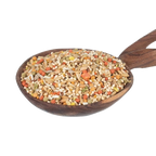Sunburst Parakeet,"Wooden scoop filled with mixed bird seed"