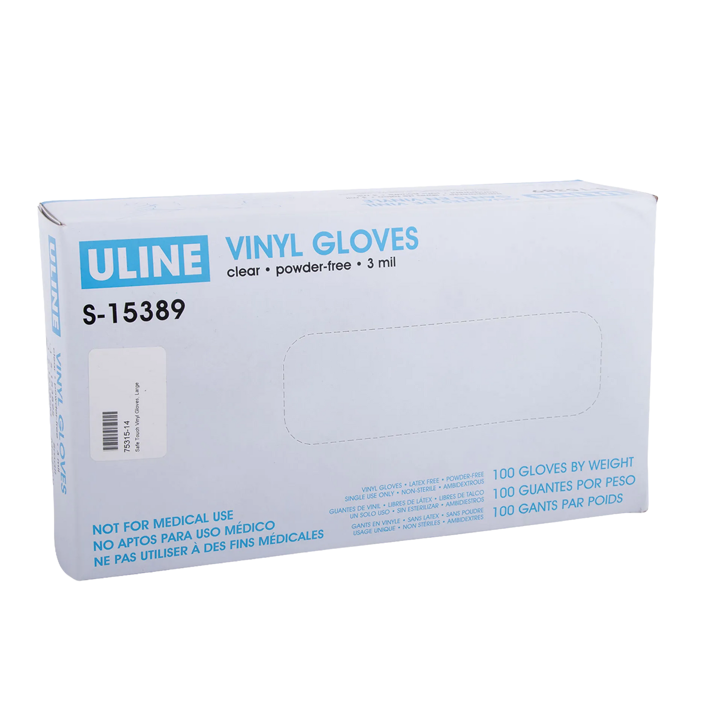 Safe Touch Vinyl Gloves,"Box of clear powder-free vinyl gloves"