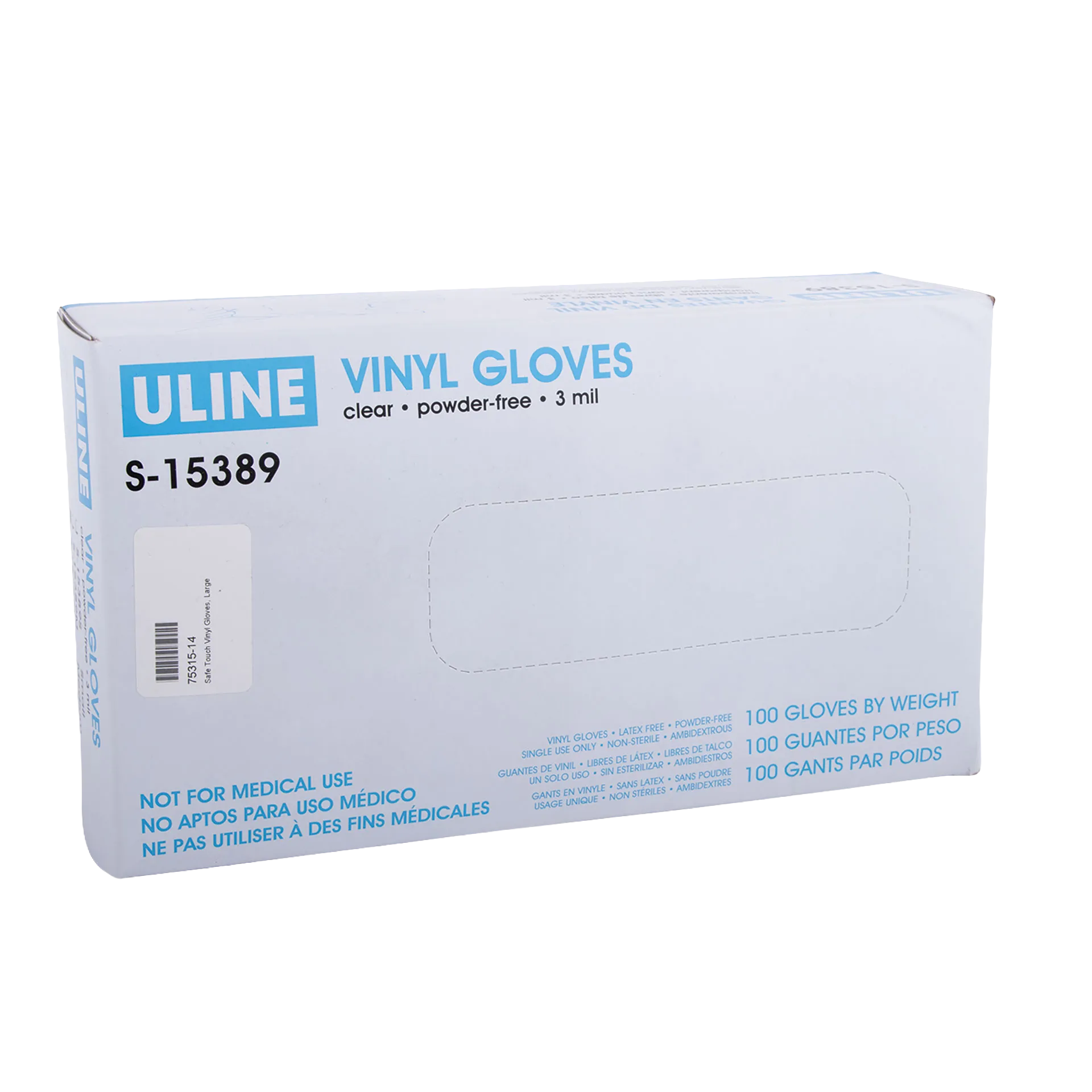 Safe Touch Vinyl Gloves,"Box of clear powder-free vinyl gloves"