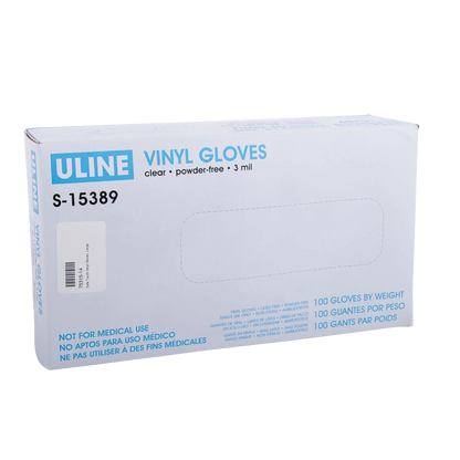 Safe Touch Vinyl Gloves,"Box of clear powder-free vinyl gloves"