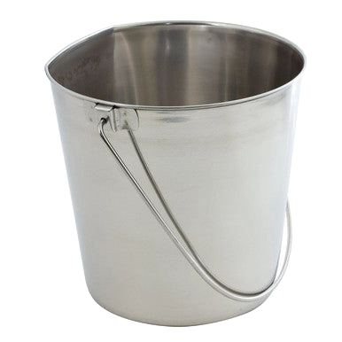 Flat-sided Pails without Hooks,"Metal pail with flat side and wire handle"