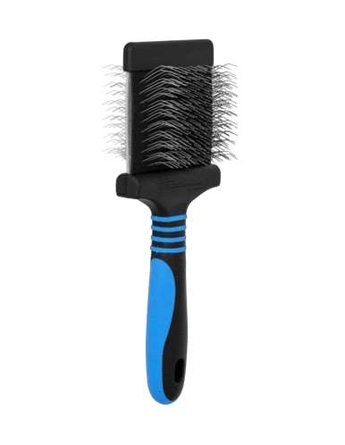 Doodle Firm Slicker Brush,"Rectangular slicker brush with blue and black handle"