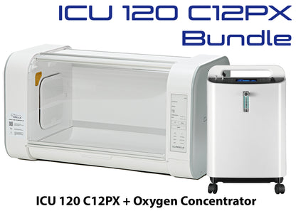 ICU 120 Bundle with 5L Veterinarian Oxygen Concentrator by Rcom USA,"Clear-front incubator with oxygen concentrator unit"