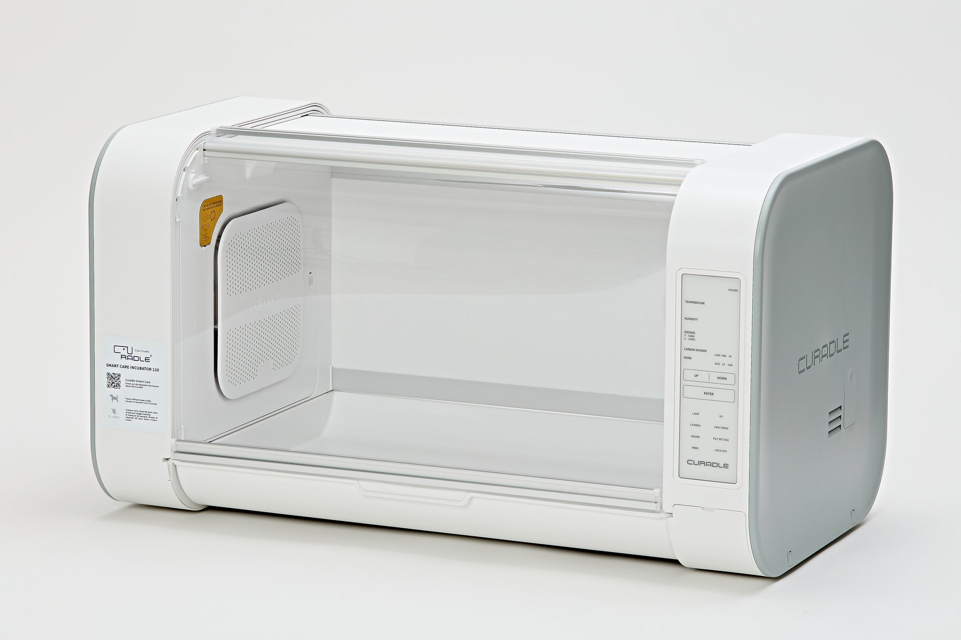 ICU 120 Bundle with 5L Veterinarian Oxygen Concentrator by Rcom USA,"White clear-front incubator with side control panel"