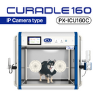 ICU 160 V2 by Rcom USA,"Front view of clear pet incubator with dog inside"