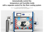 ICU 160 V2 by Rcom USA,"Front view of pet ICU with dog inside and oxygen tank"