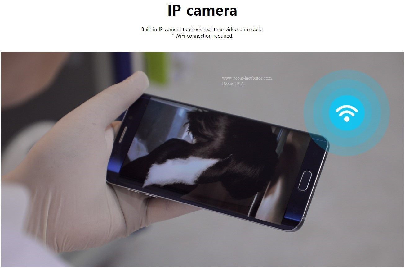 ICU 160 V2 by Rcom USA,"Hand holding smartphone with live camera view of device"