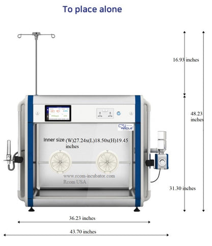 ICU 160 V2 by Rcom USA,"Front view incubator with IV pole and side module"