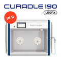 ICU 190 by Rcom USA,"Front view of incubator with clear chamber and two circular glove ports"