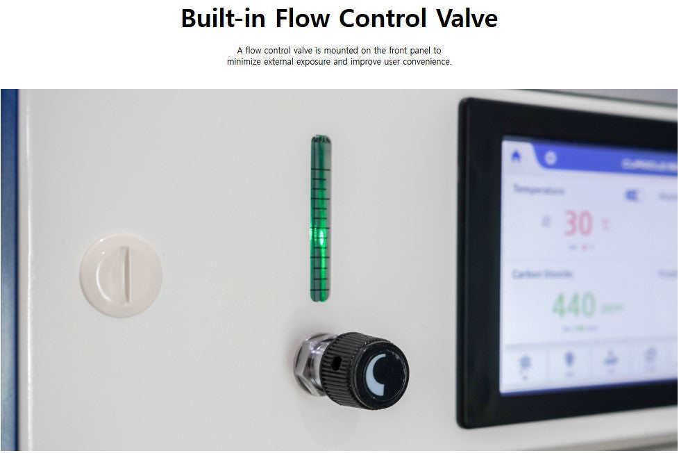 ICU 190 by Rcom USA,"Close-up of front flow control valve and display panel"