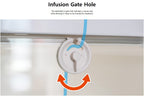 ICU 190 by Rcom USA,"Close-up of round infusion gate hole with tube inserted"