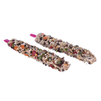 Smakers Treat Sticks,"Two seed-coated treat sticks with dried fruit pieces"