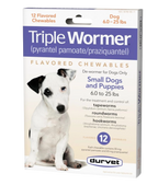 Triple Wormer®,"Front view of box with dog image and 12 chewable tablets"