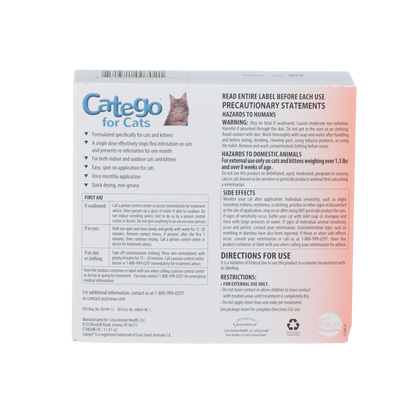 Catego®,"Back of product box with cat image and instruction panel"