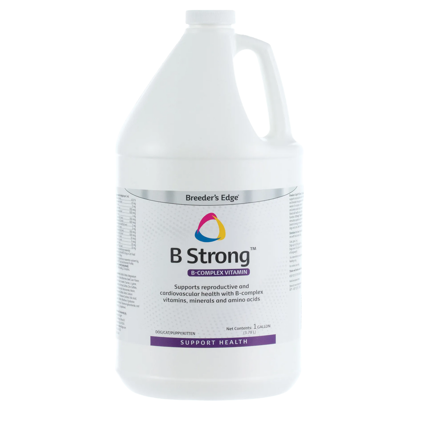Breeder's Edge® B Strong™,"White gallon jug with handle and screw cap"