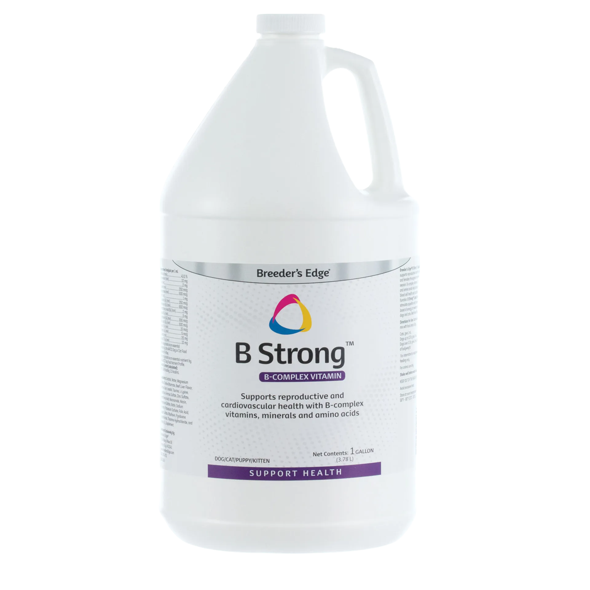 Breeder's Edge® B Strong™,"White gallon jug with handle and screw cap"