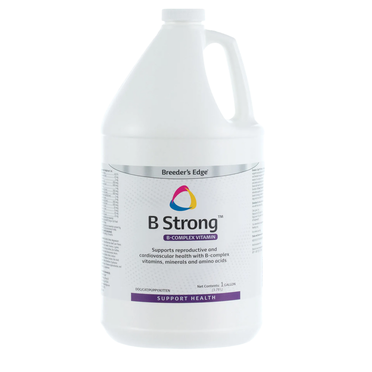 Breeder's Edge® B Strong™,"White gallon jug with handle and screw cap"