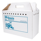 Disposable Cardboard Pet Carriers,"White cardboard pet carrier box with handle and ventilation holes"