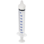 Puppywamer Latchons Syringe Nipple Feeders,"Clear feeding syringe with nipple tip and blue measurement markings"