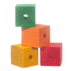 Wood Blocks and Slats,"Stacked colored wooden blocks with center holes"