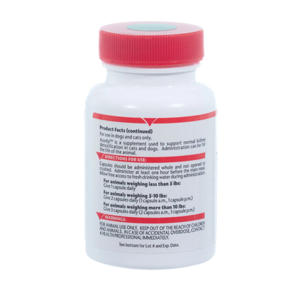 Azodyl™ Caps Small Capsules,"White bottle with red cap, back label view"