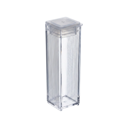 Quick Check Cuvettes w/lids,"Clear ribbed cuvette holder with lid"