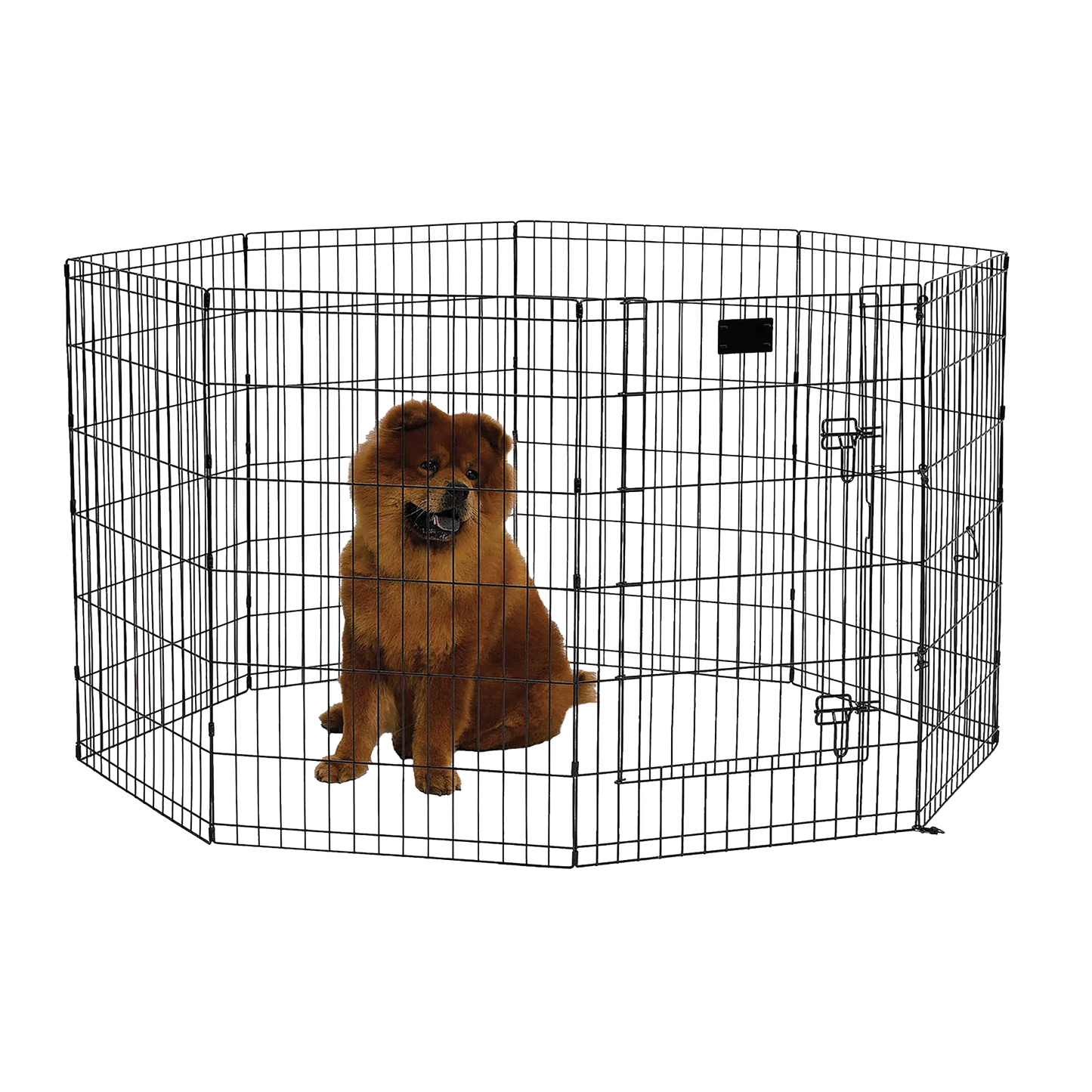 Midwest® Exercise Pen with Walk-Thru Door,"Black metal exercise pen with walk-thru door"