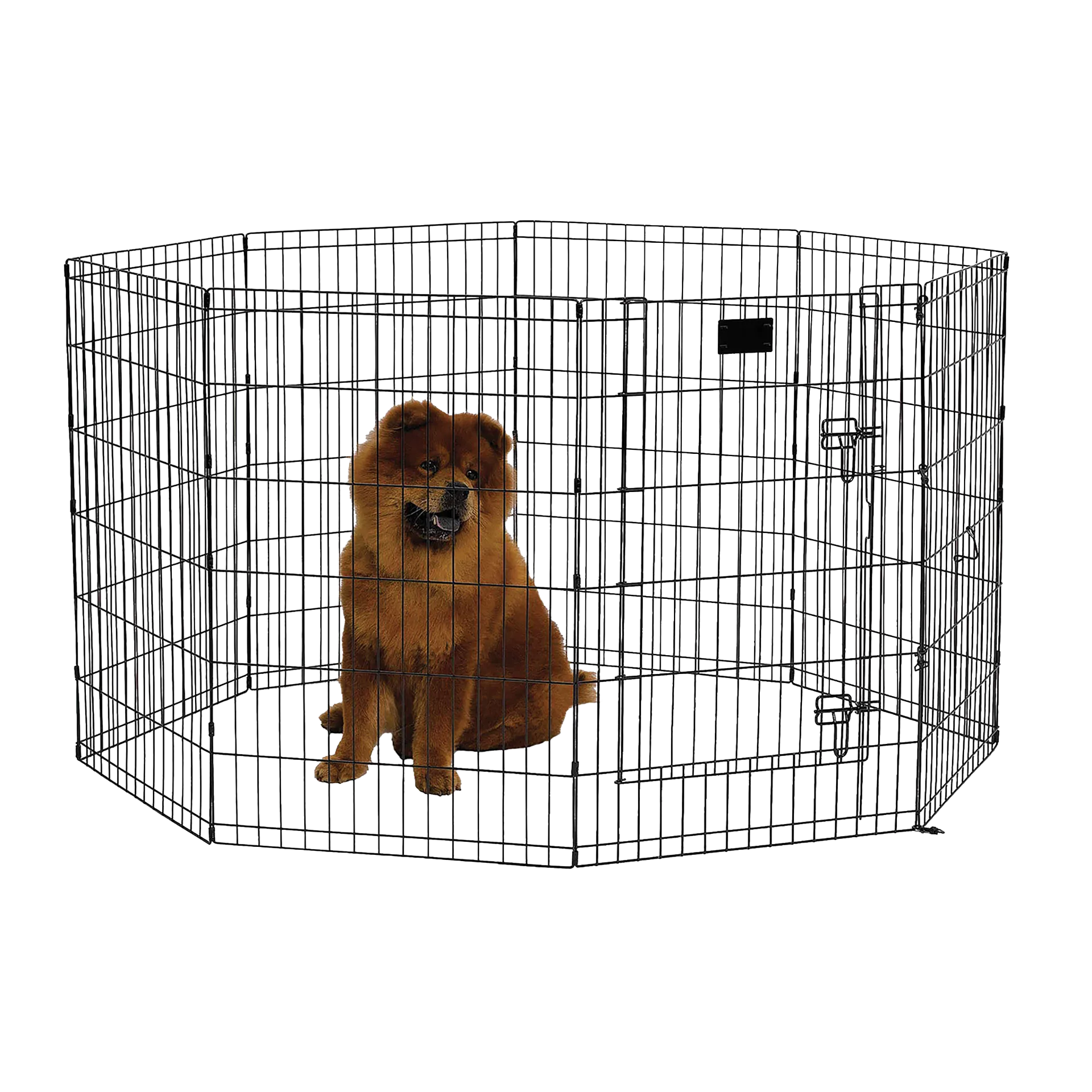 Midwest® Exercise Pen with Walk-Thru Door,"Black metal exercise pen with walk-thru door"