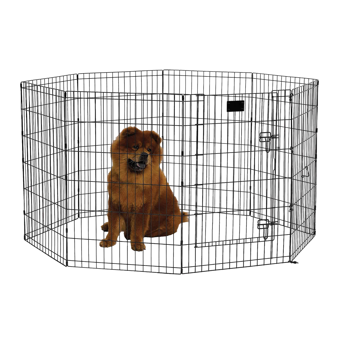Midwest® Exercise Pen with Walk-Thru Door,"Black metal exercise pen with walk-thru door"