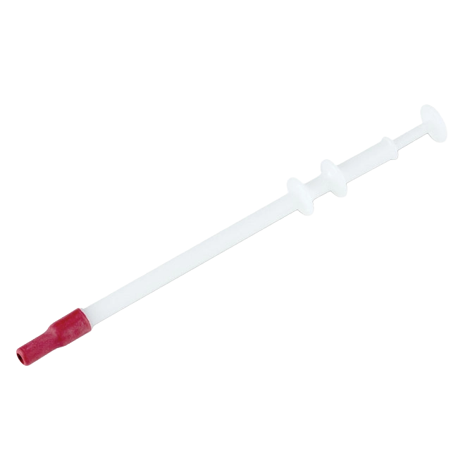 Piller,"White plastic applicator stick with red tip"
