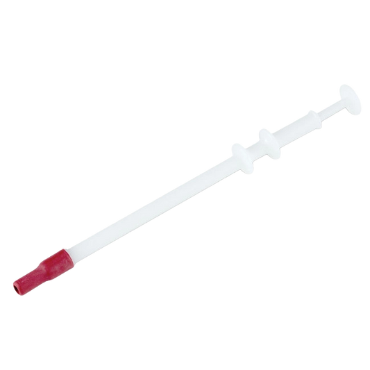 Piller,"White plastic applicator stick with red tip"