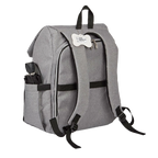 Ultimate Week Away Backpack,"Gray backpack back view with padded shoulder straps and side pocket"