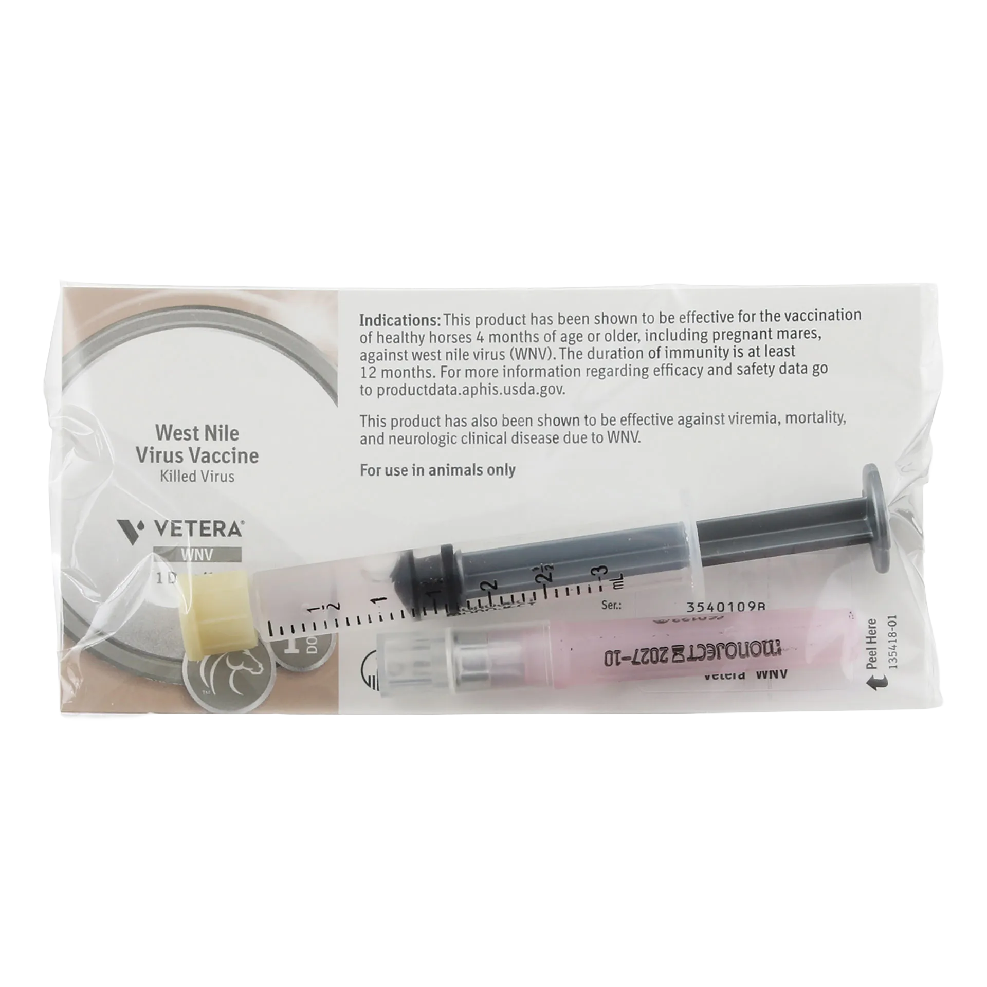VETERA® WNV,"Pre-filled syringe and vial in sealed plastic pouch"