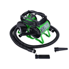 K-9 III Dog Dryer With FREE Water Peeler,"Green pet dryer with hose, cord, and two nozzle attachments"