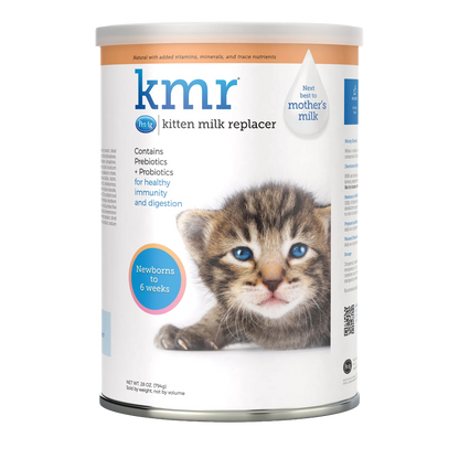 KMR®,"Front view of powdered formula can with kitten image"