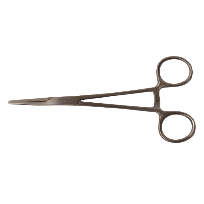 Kelly Forceps,"Straight metal forceps with finger ring handles"